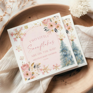 Two Little Snowflakes Winter Twins Baby Shower  Napkin