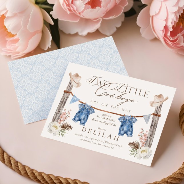 Two Little Twin Cowboys Are on The Way Baby Shower Invitation (Two Little Twin Cowboys Are on The Way Baby Shower Invitation)