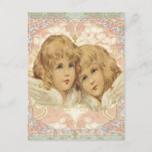 Two Little Vintage Angels Postcard