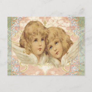 Two Little Vintage Angels Postcard
