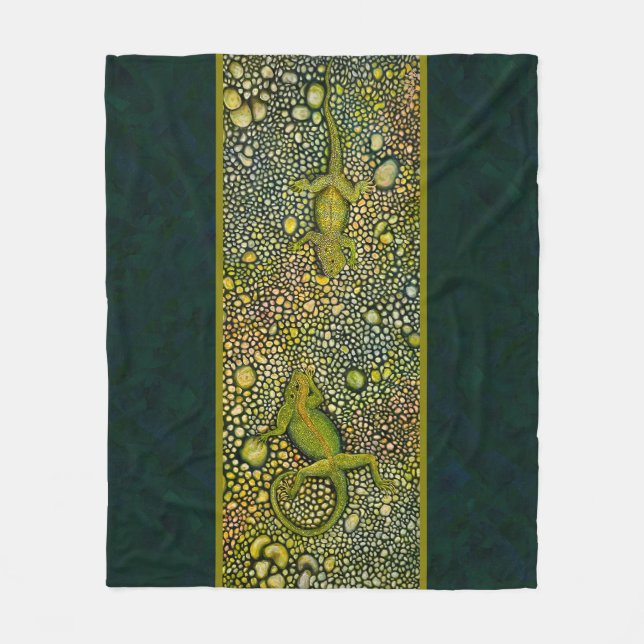 Two Lizard Face off  Fleece Blanket (Front)