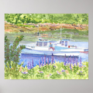 Two Lobster Boats Beals Island Maine Poster