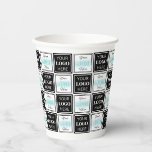 Two Logos Event White Simple Backdrop Paper Cups