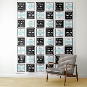 Two Logos Event White Square Simple  Tapestry