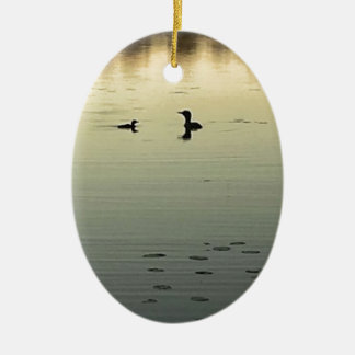 Two loons ceramic tree decoration