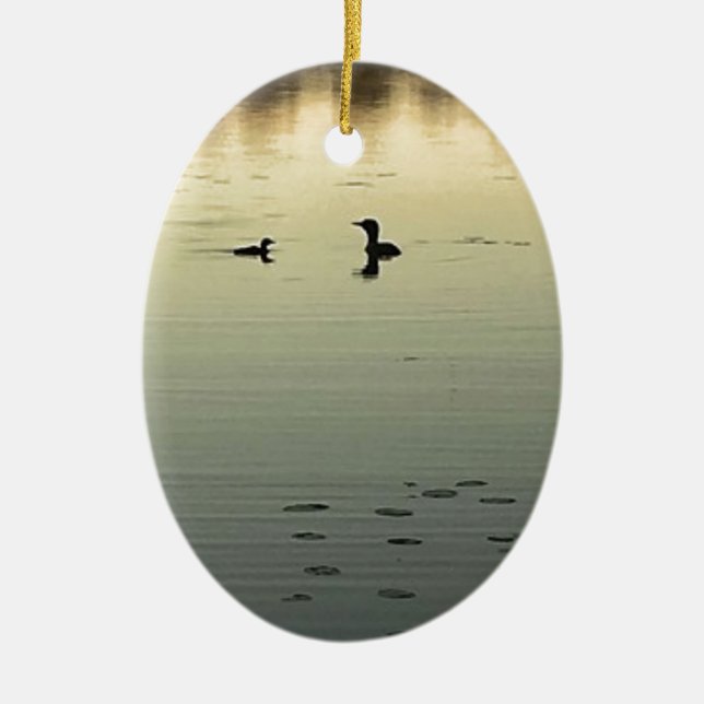 Two loons ceramic tree decoration (Front)