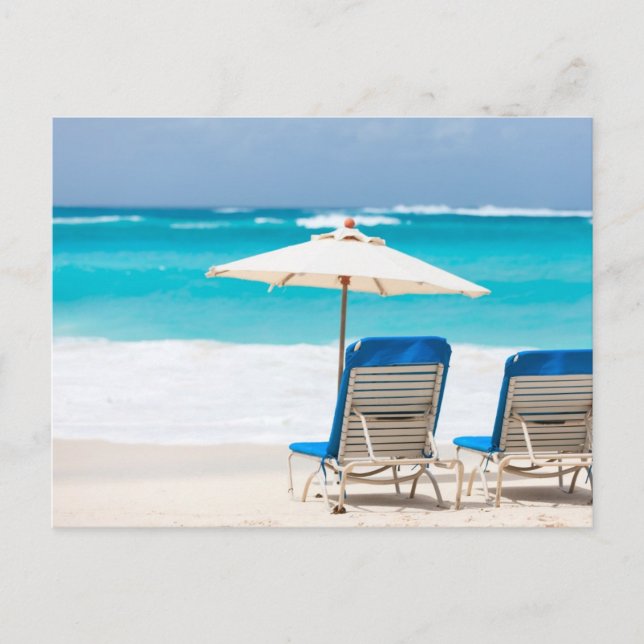 Two lounges on the ocean beach postcard (Front)