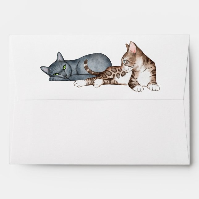 Two Lounging Cats Personalised Envelope (Back (Top Flap))