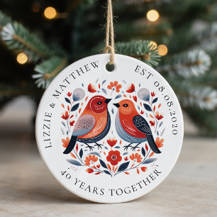 Two Love Birds Wedding Anniversary Photo Ceramic Ornament