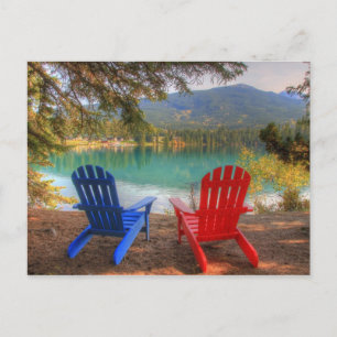 Two Love Chairs at Lakeshore Happy Valentine's Day Holiday Postcard