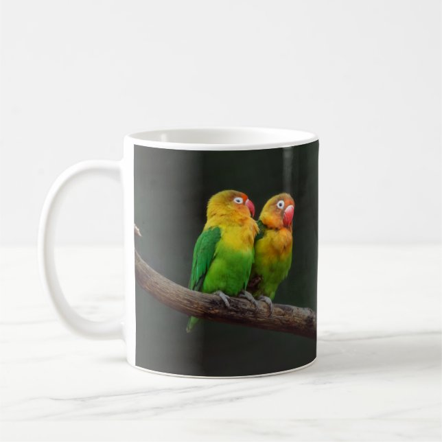 Two Lovebirds on a Branch Coffee Mug (Left)