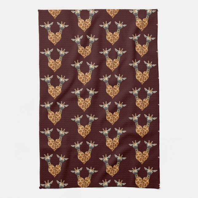 Two Lovely Giraffes Tea Towel (Vertical)