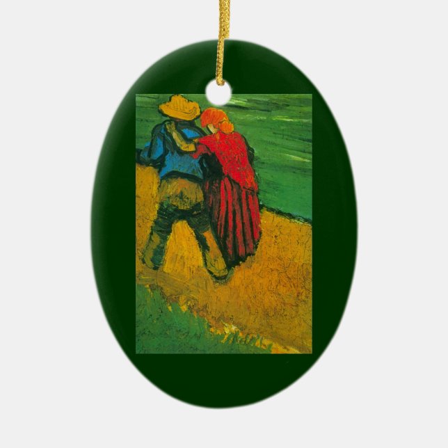 Two Lovers by Vincent van Gogh Ceramic Tree Decoration (Front)