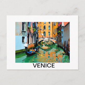 Two lovers in a Venice, Italy gondola. Postcard