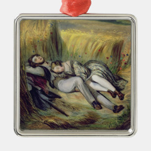 Two lovers Lying in a Cornfield (litho) Metal Tree Decoration