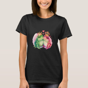 Two Loving Frogs In Love Heart Valentine's King Qu T-Shirt
