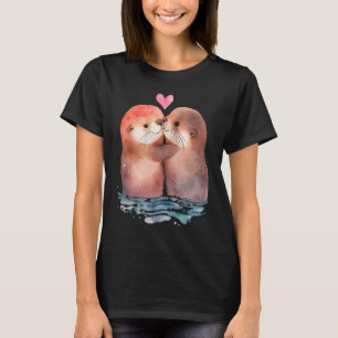 Two Loving Otters In Love Heart Valentine's Day Ot T-Shirt