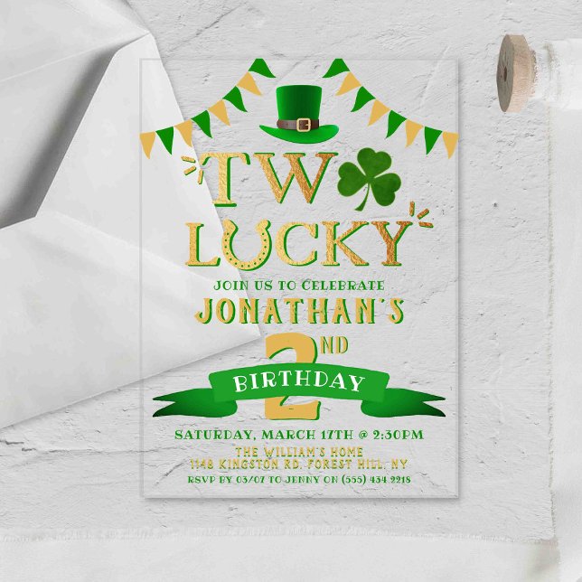 Two Lucky 2nd Birthday Acrylic Invitations (Creator Uploaded)
