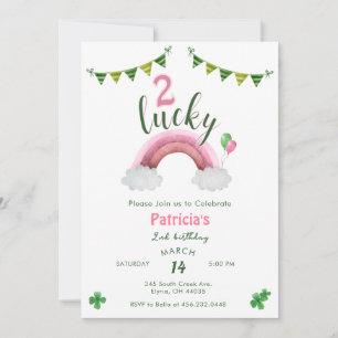 Two Lucky 2nd Birthday Invitation