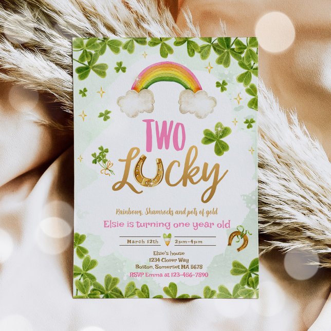 Two Lucky Birthday St Patrick's 2nd Birthday Party Invitation (Creator Uploaded)