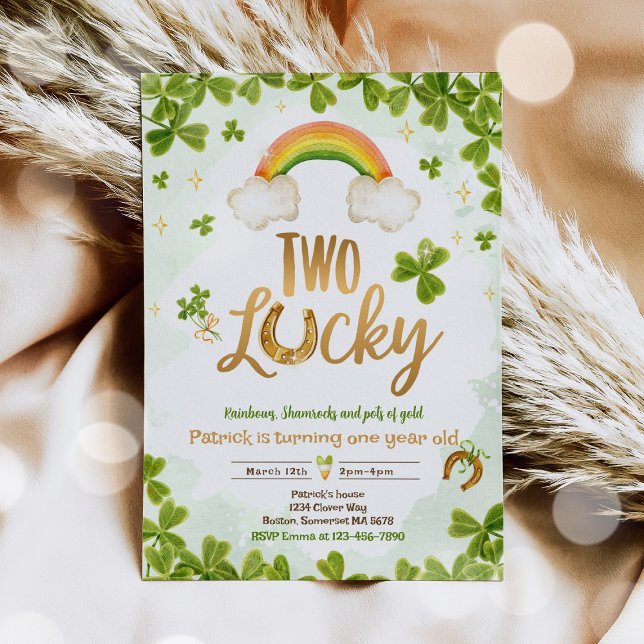 Two Lucky Birthday St Patrick's 2nd Birthday Party Invitation (Creator Uploaded)