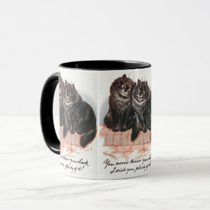 Two Lucky Black Cats Painting by Louis Wain Mug