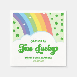 Two Lucky Charm Rainbow 2nd Birthday Party Napkin