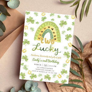 Two Lucky St Patrick's 2nd Birthday Invitation