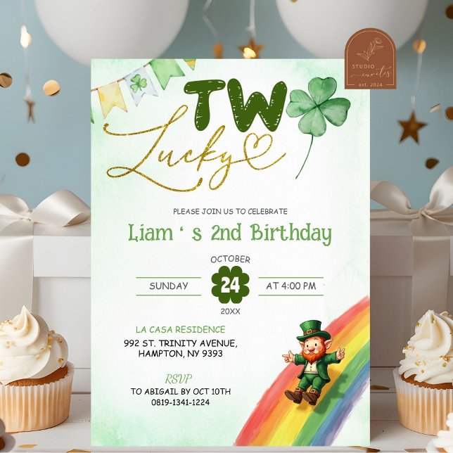 Two Lucky St Patricks Birthday Invitation (Creator Uploaded)