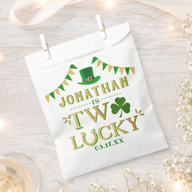 Two Lucky St. Patrick's Day 2nd Birthday Favour Bag (Clipped)