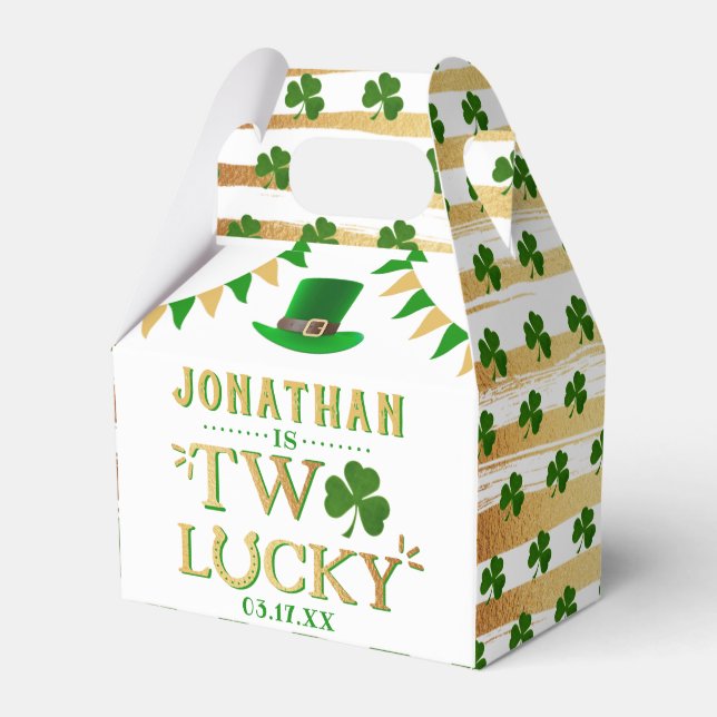 Two Lucky St. Patrick's Day 2nd Birthday Favour Box (Front Side)