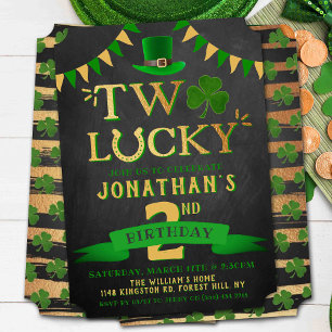 Two Lucky St. Patrick's Day 2nd Birthday Invitation