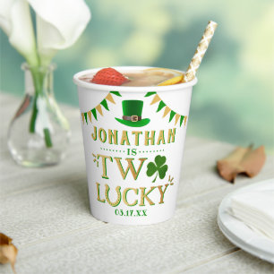 Two Lucky St. Patrick's Day 2nd Birthday Paper Cups