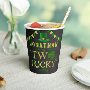 Two Lucky St. Patrick's Day 2nd Birthday Paper Cups