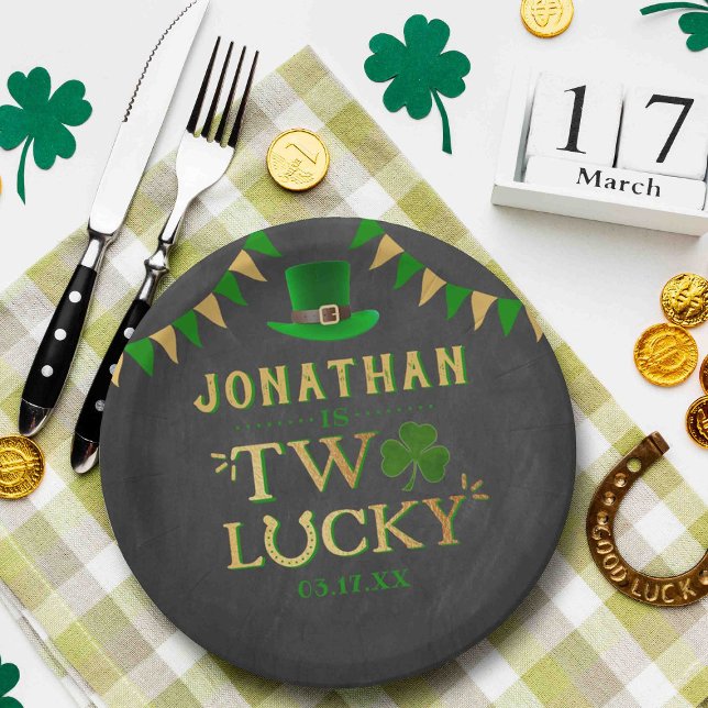Two Lucky St. Patrick's Day 2nd Birthday Paper Plate (Creator Uploaded)