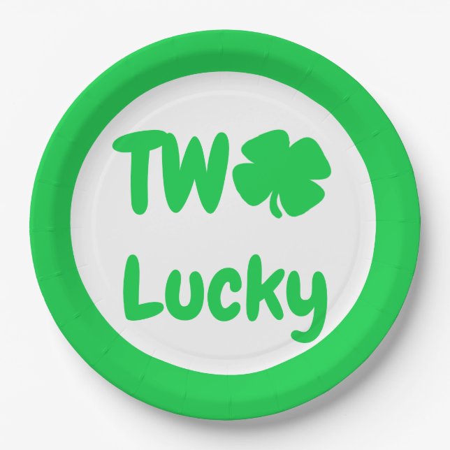 Two Lucky St Patrick's Day 2nd Birthday Paper Plate (Front)