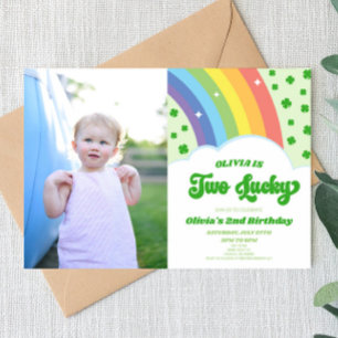 Two Lucky St. Patrick's Day 2nd Birthday Party Invitation