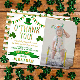 Two Lucky St. Patrick's Day 2nd Birthday Photo Thank You Card