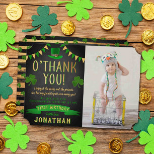 Two Lucky St. Patrick's Day 2nd Birthday Photo Thank You Card