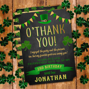 Two Lucky St. Patrick's Day 2nd Birthday Thank You Card