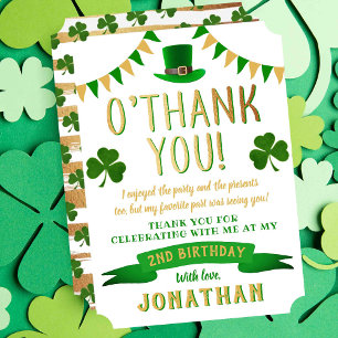 Two Lucky St. Patrick's Day 2nd Birthday Thank You Card
