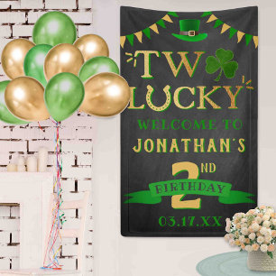 Two Lucky St. Patrick's Day 2nd Birthday Welcome Banner