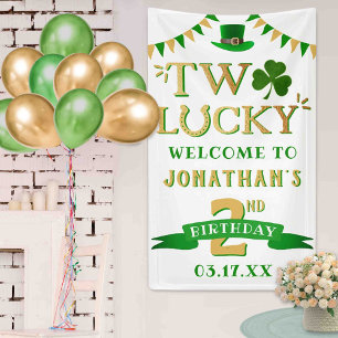 Two Lucky St. Patrick's Day 2nd Birthday Welcome Banner