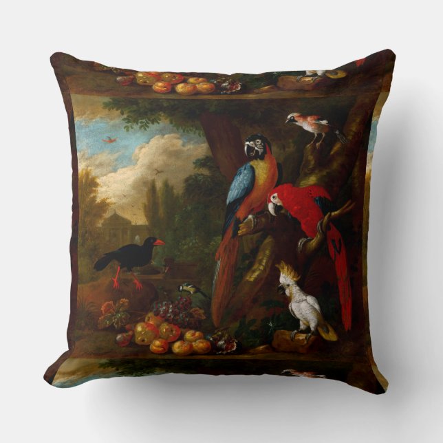 Two Macaws a Cockatoo and a Jay with Fruit Cushion (Front)