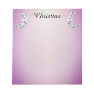 Two Magical Colourfully decorated Crescent Moons  Notepad