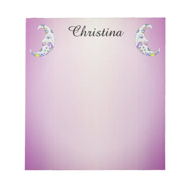 Two Magical Colourfully decorated Crescent Moons  Notepad (Front)