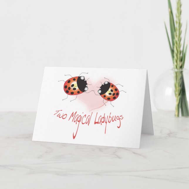 Two Magical Ladybugs Greeting Card - Customised (Front)