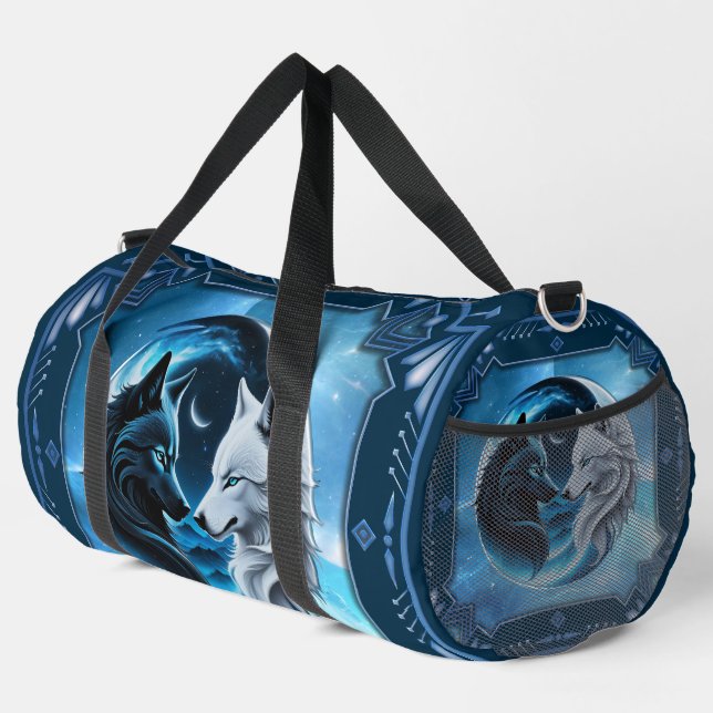 Two majestic wolf heads duffle bag (Right Corner)