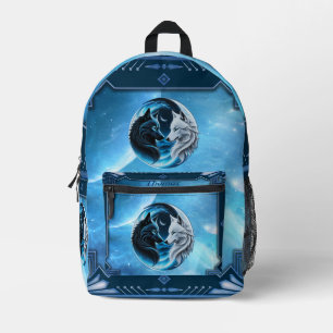 Two majestic wolf heads printed backpack