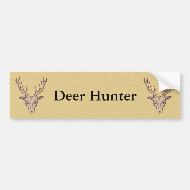 Two Male Deer Hunter Trophy Deer Head Big Antlers Bumper Sticker (Front)